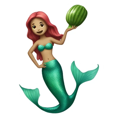 a mermaid holding a cucumber sticker