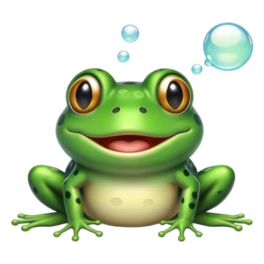 frog blowing bubbles with a goofy smile sticker