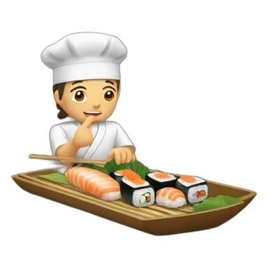 Salamèche en train de manger des sushis sticker