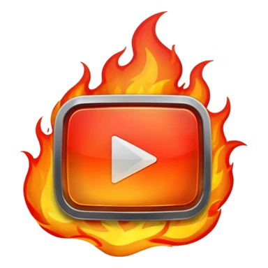 youtube play button button with flames sticker