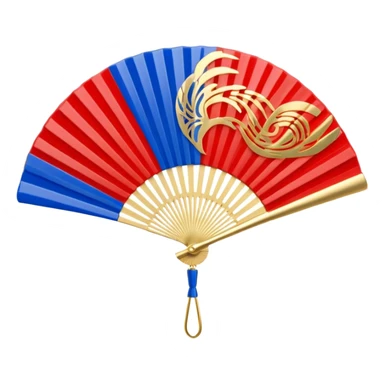 3d emoji of a japanese hand fan in glossy circuit design sticker