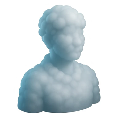 A person from the shoulders up, entirely composed of fluffy white convex clouds sticker