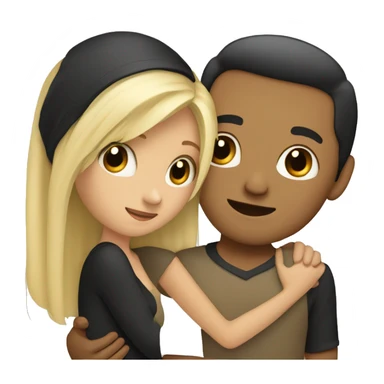 Blonde girl hugging tan man with black hair sticker