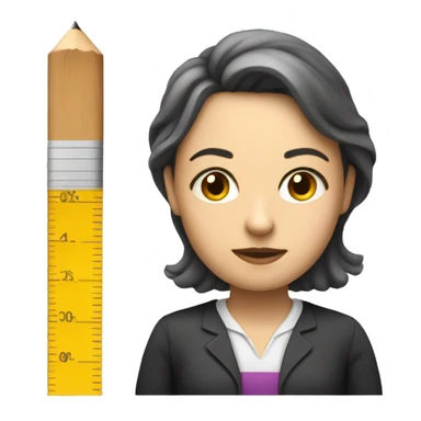Teacher looking serious with ruler white female  sticker