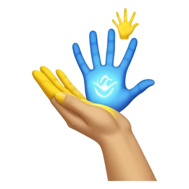 a normal hand being held by 2 hands, a glowing blue hand and a glowing yellow hand souls... hope and comfort from the past and futur sticker