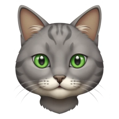 chat gris avec des yeux vert foncé et une tache en dessous du coup sur son corps sticker