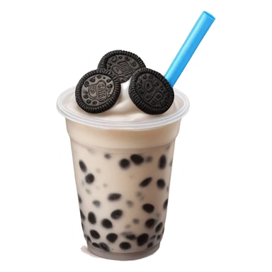 bubble tea with an oreo sticker