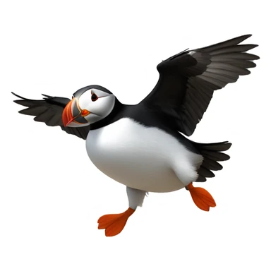 puffin flying off the cliffs sticker