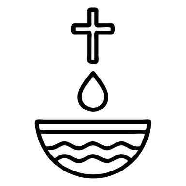 Christian baptism icon, simple outline, no fill sticker