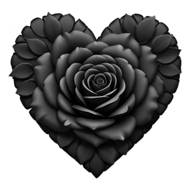 heart with black rose petals and shadow sticker