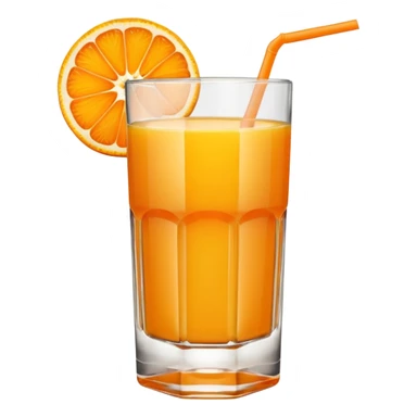 A glas of orange juice with a slice of orange next to it sticker