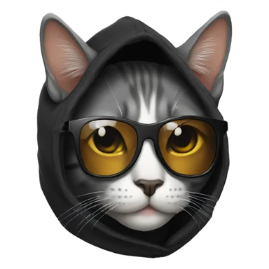 cat with black hoodie and sunglasses  sticker