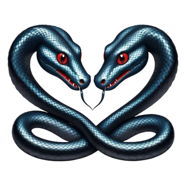 Two glittery black snakes making a heart sticker
