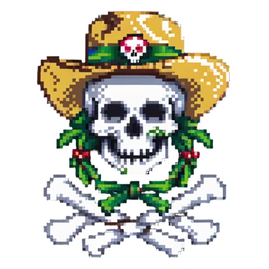 One Piece Straw Hat Pirates Jolly Roger flag with skull wearing straw hat sticker