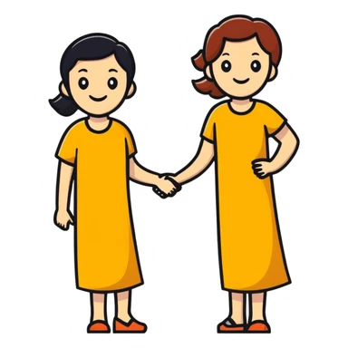two women friends side by side, friendly, cheerful sticker
