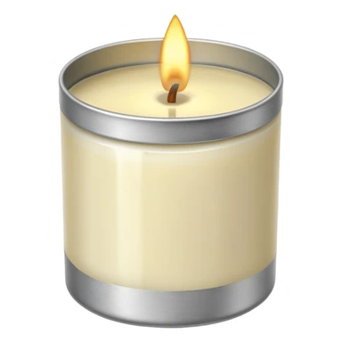 Vanilla candle – cream-colored wax in a silver tin sticker