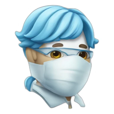 White Il Dottore in mask with blue hair sticker