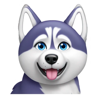 husky with blue eyes and purple collar  sticker