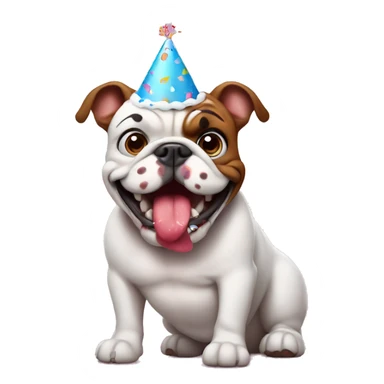 BullDog holding birthday cake sticker