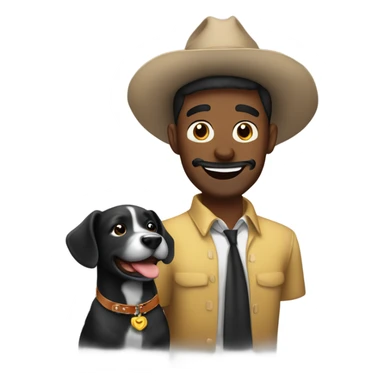 Hombre Moreno con perro negro celebrando su cumpleaños  sticker