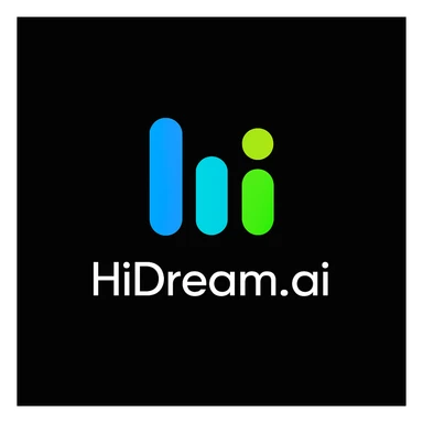 create high dream logo like this with text "HIDream Fast", black background  sticker