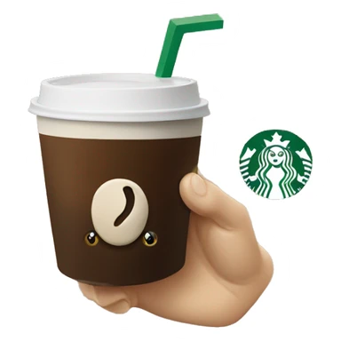 Coffee bean emoji finger pointing at the Starbucks logo sticker