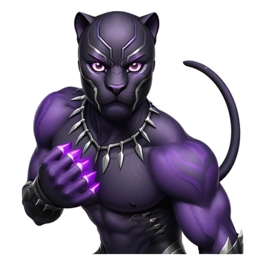 fierce black panther with vibrant purple eyes sticker