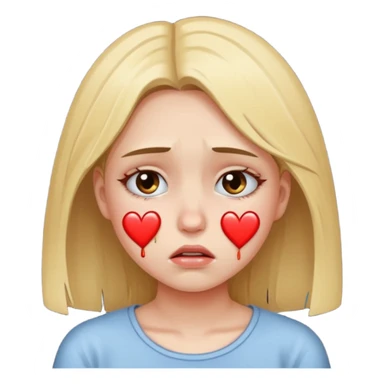 Girl with Brocken hearts in her eyes with tears down her face sticker