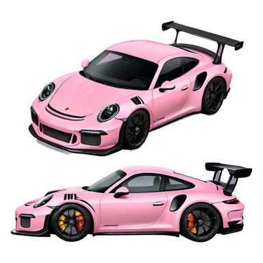 pastel pink porche gt3 RS sticker