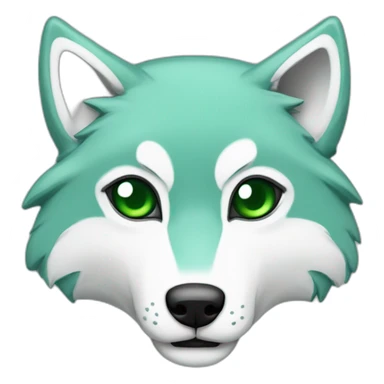 light turquoise and white wolf with dark green eyes and one eye is grey and dead sticker