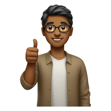 Indian Boy with glasses thumbs up sticker