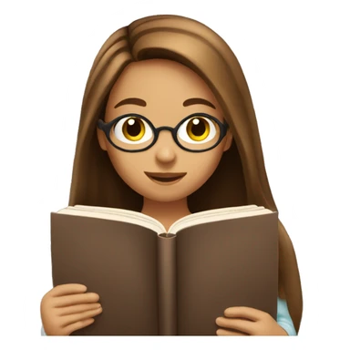 A girl with long brown hair reading a book sticker
