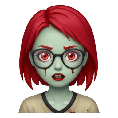 girl zombie with cherry red hair and glasses sticker