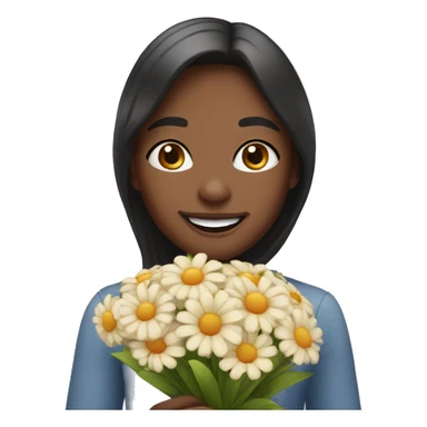 smiling girl with bouquet without one tooth sticker