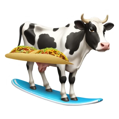 Cow eating a taco and surfing sticker