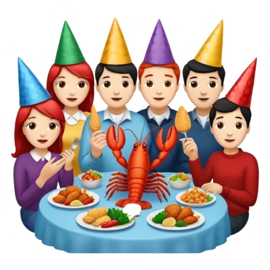 Too many people eating lobster at a family party sticker