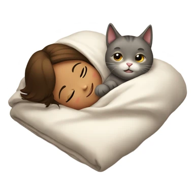 Cat cuddling with little girl in bed sticker