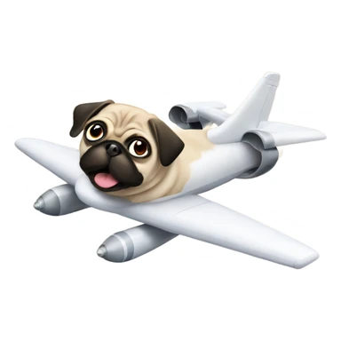 Pug flying a jet sticker