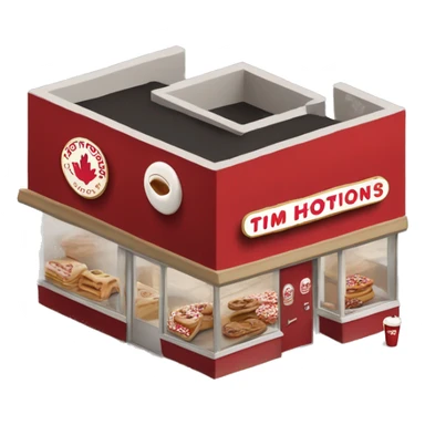 “Tim Hortons store with a red and white color scheme, featuring the classic Tim Hortons logo, a warm and welcoming design that represents a popular coffee and donut shop.” sticker