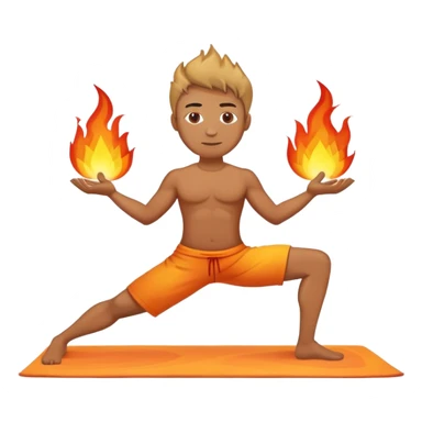 Man doing yoga with flames sticker