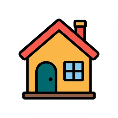 a house, color icon style, clean lines, simple details sticker
