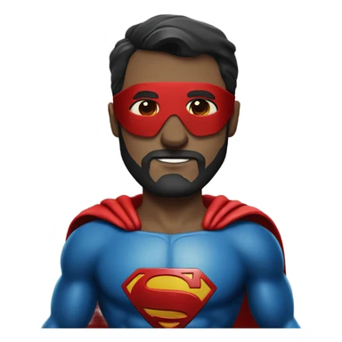 Superman standing strong with beard and red eyemask sticker