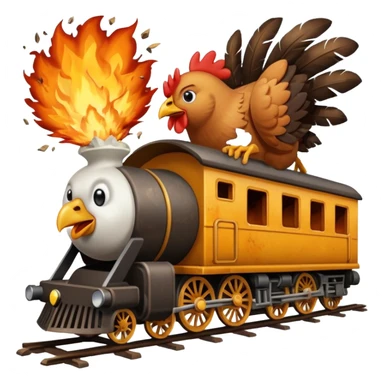 Chicken eating a train while exploding sticker