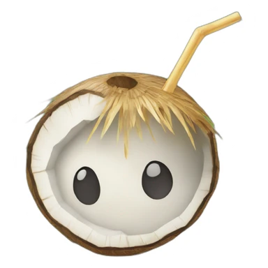 coconut with straw sticker