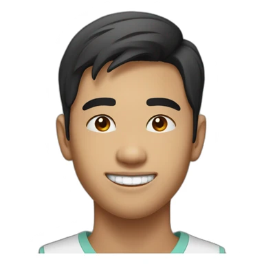 handsome South east asian 20 year old with only a black left front tooth sticker