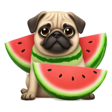 Pug eating watermelon  sticker