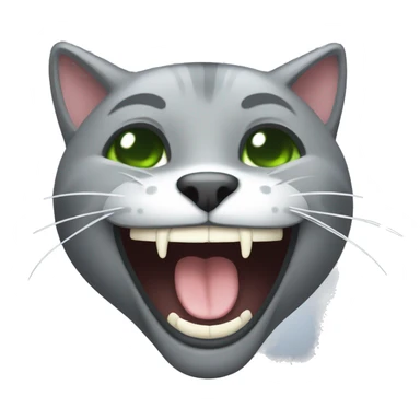 gray cat laughing emoji sticker