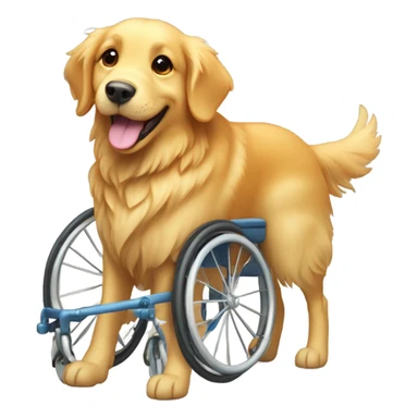A golden retriever in a wheelchair sticker