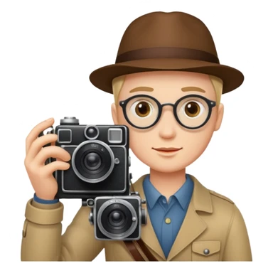 Photographer with vintage film camera,single camera sticker