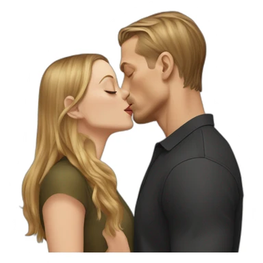 Joel Kinnaman kisses a white girl with light brown hair sticker